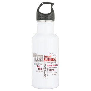 Klein bedrijf, winkel lokaal, koop lokaal waterfles 