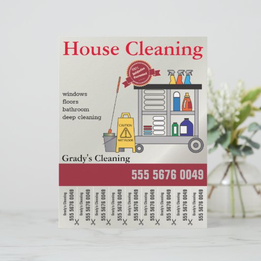 Klein bedrijfsbrochure voor het schoonmaken van he (Staand voorkant)