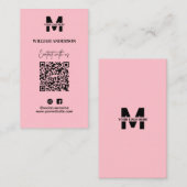 Klein bedrijfsinzet Facebook QR Code Roze Informatiekaartje (Voorkant / Achterkant)