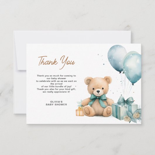 Klein beer baby shower bedankje bedankkaart (Voorkant)