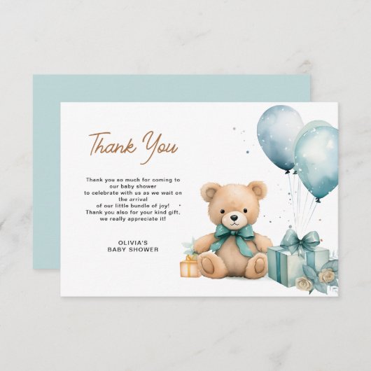 Klein beer baby shower bedankje bedankkaart (Voorkant / Achterkant)