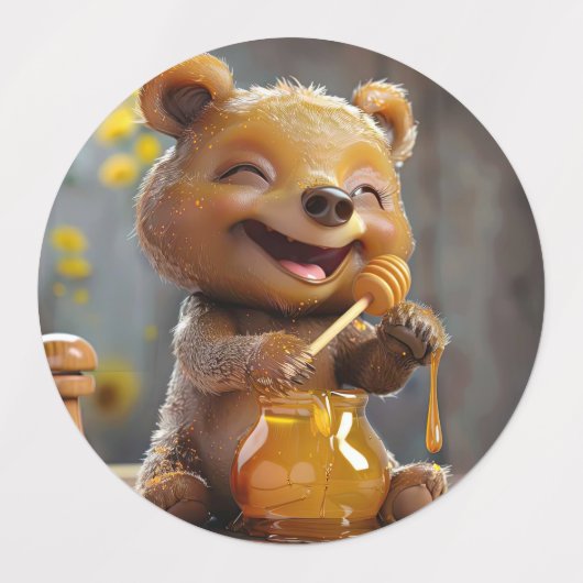 Klein beer dat honing eet labels (Design 1)