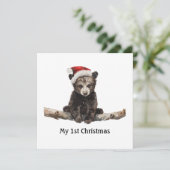 Klein beer dragen kerstmis pet, aanpasbaar kaart (Staand voorkant)