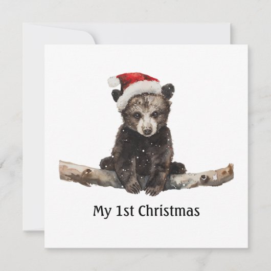 Klein beer dragen kerstmis pet, aanpasbaar kaart (Voorkant)