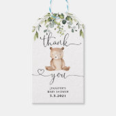 Klein beer groen dank u label. Bear Cadeaulabel (Voorkant)
