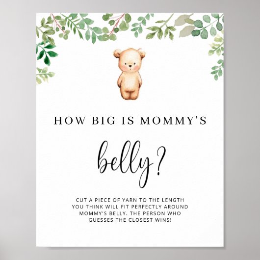 klein beer hoe groot is mama's buikspel poster (Voorkant)