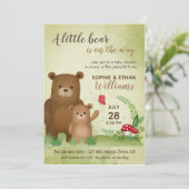 Klein Beer is onderweg | Baby Shower Kaart (Staand voorkant)