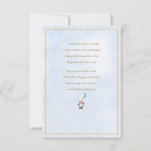 Klein Beer met een ballon Baby shower (Achterkant)