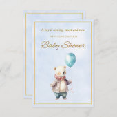 Klein Beer met een ballon Baby shower (Voorkant / Achterkant)
