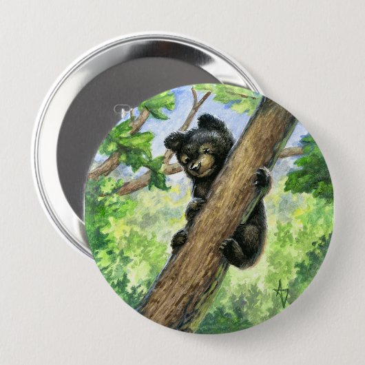 Klein Beer met een Uitzicht Ronde Button 4,0 Cm (Voorkant /achterkant)