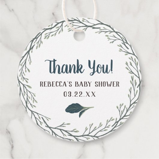 Klein Beer Rustiek Baby shower Bedankjes Labels (Achterkant)