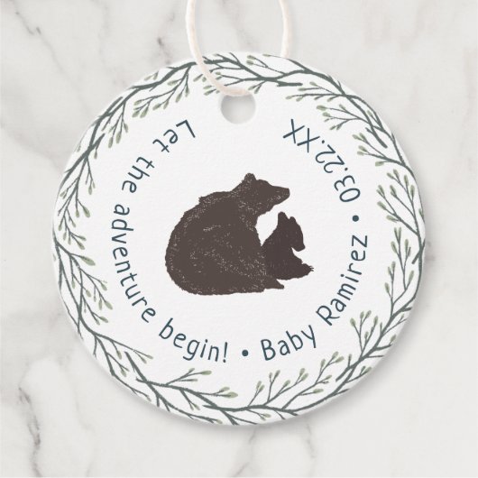 Klein Beer Rustiek Baby shower Bedankjes Labels (Voorkant)