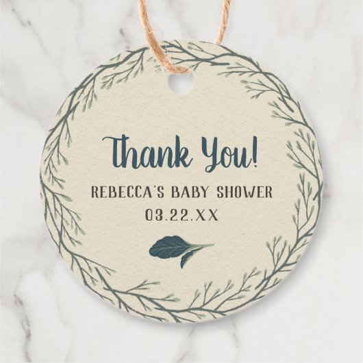 Klein Beer Rustiek Baby shower Bedankjes Labels (Achterkant)