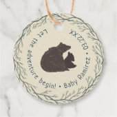 Klein Beer Rustiek Baby shower Bedankjes Labels (Voorkant)