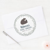 Klein Beer Rustiek Baby shower Ronde Sticker (Envelop)