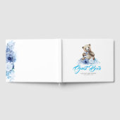 Klein Beer Schattige Blue Flowers Baby shower Gastenboek (Volledig)