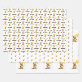 Klein beer, Teddybeer, Verjaardag, Baby shower, Inpakpapier Vel