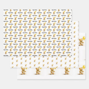 Klein beer, Teddybeer, Verjaardag, Baby shower, Inpakpapier Vel