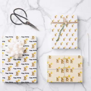 Klein beer, Teddybeer, Verjaardag, Baby shower, Inpakpapier Vel
