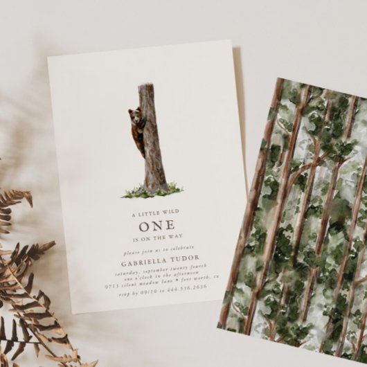 Klein Beer Verfijnd Wilde Bos Baby shower Kaart