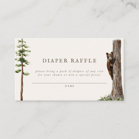 Klein Beer Wild Forest Luier Raffle Spel Informatiekaartje (Voorkant)