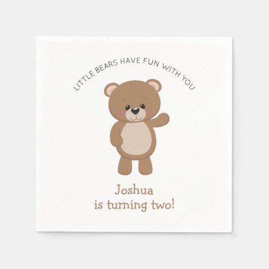 Klein Beer wordt tweede verjaardag Servet (Voorkant)