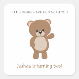 Klein Beer wordt tweede verjaardag Vierkante Sticker