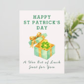 Klein beetje geluk geschenkdoos St. Patrick Dag we Kaart (Staand voorkant)