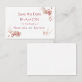 Klein Bewaar de datumkaart - roze Bloemenvlinder Visitekaartje (Voorkant / Achterkant)