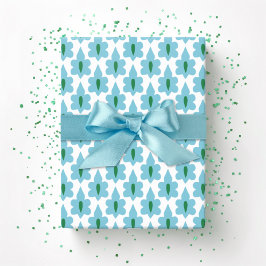 Klein blad in groen en aqua cadeaupapier