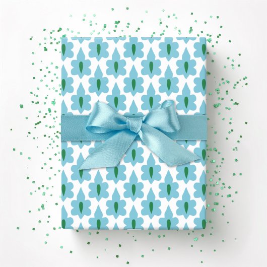 Klein blad in groen en aqua cadeaupapier