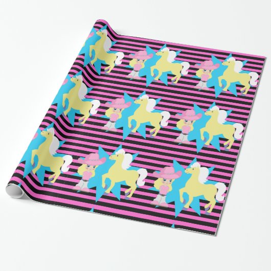 Klein blademeisje met paard Elke keer Cadeaupapier (Uitgerold)