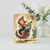  klein bladermeisje met cadeaus briefkaart (Staand voorkant)