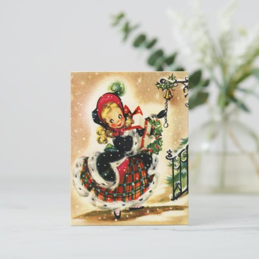  klein bladermeisje met cadeaus briefkaart (Staand voorkant)