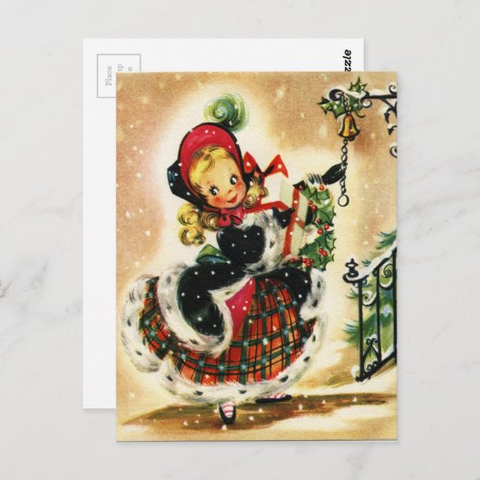  klein bladermeisje met cadeaus briefkaart (Voorkant / Achterkant)