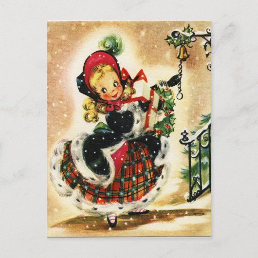  klein bladermeisje met cadeaus briefkaart (Voorkant)