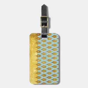 Klein blauw Blauwgroen Glitter Mermaid Fish Scales Bagagelabel