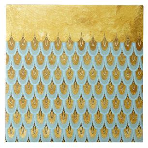 Klein blauw Blauwgroen Glitter Mermaid Fish Scales Tegeltje