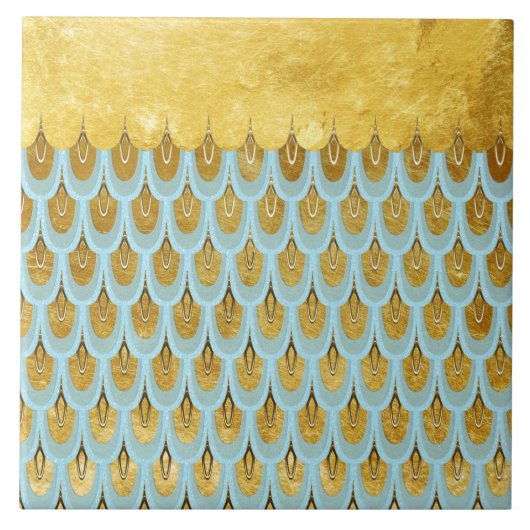 Klein blauw Blauwgroen Glitter Mermaid Fish Scales Tegeltje (Voorkant)