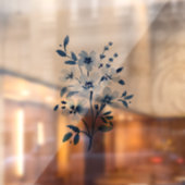 Klein blauw bloemenvenster vastkleven raamsticker (Vel 2)