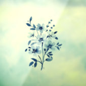 Klein blauw bloemenvenster vastkleven raamsticker (Vel 3)