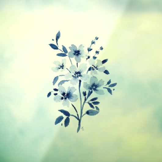 Klein blauw bloemenvenster vastkleven raamsticker (Vel 3)