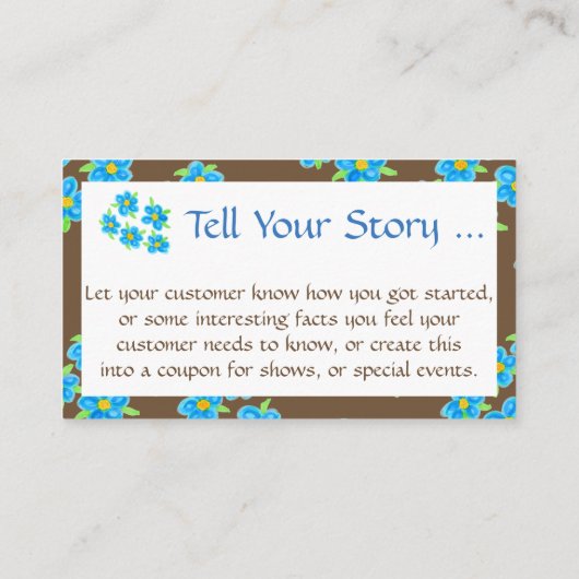  klein blauw bloemig Visitekaartje Kortingskaartje (Achterkant)