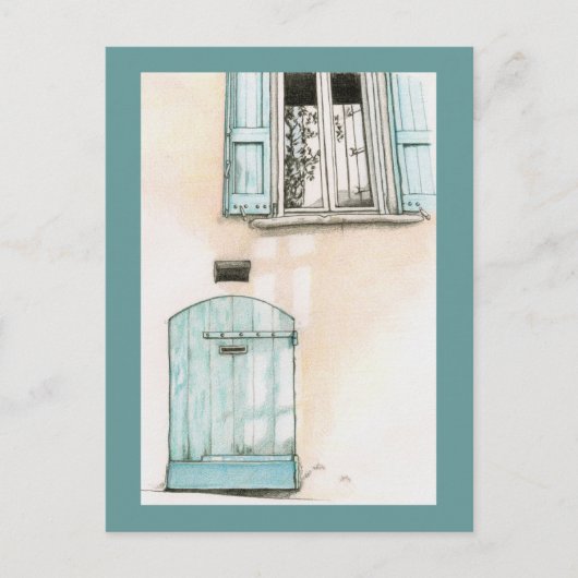 Klein blauw Briefkaart van deur (Voorkant)