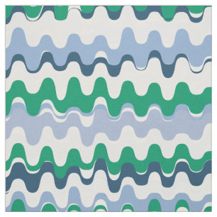 Klein blauw groen abstract golfpatroon stof