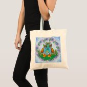 Klein Blauw Monster Tote Bag (Voorkant (product))