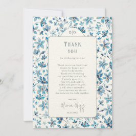 Klein blauw Vrijgezellenfeest bedankkaart Kaart