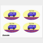 Klein Blauw Wagontje Ovale Sticker (Vel)