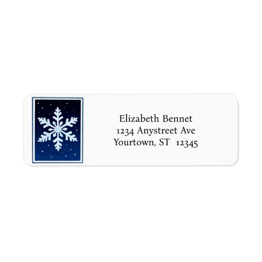 Klein Blauwe Sneeuwvlok Etiket (Voorkant)
