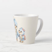 Klein blauwe vogel broer zus latte mok (Rechterhoek)